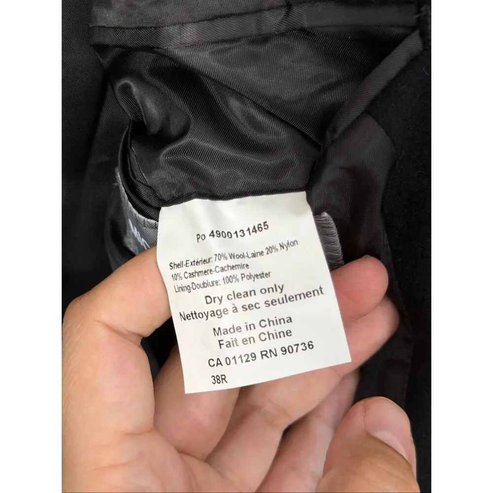 Michael Kors Kavon Classic Fit Wool Blend Black Overcoat Size 38R  NEW - Picture 5 of 8